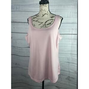 Susan Graver Essentials Tank Womens L Pink Butterknit Layering Scoop Neck